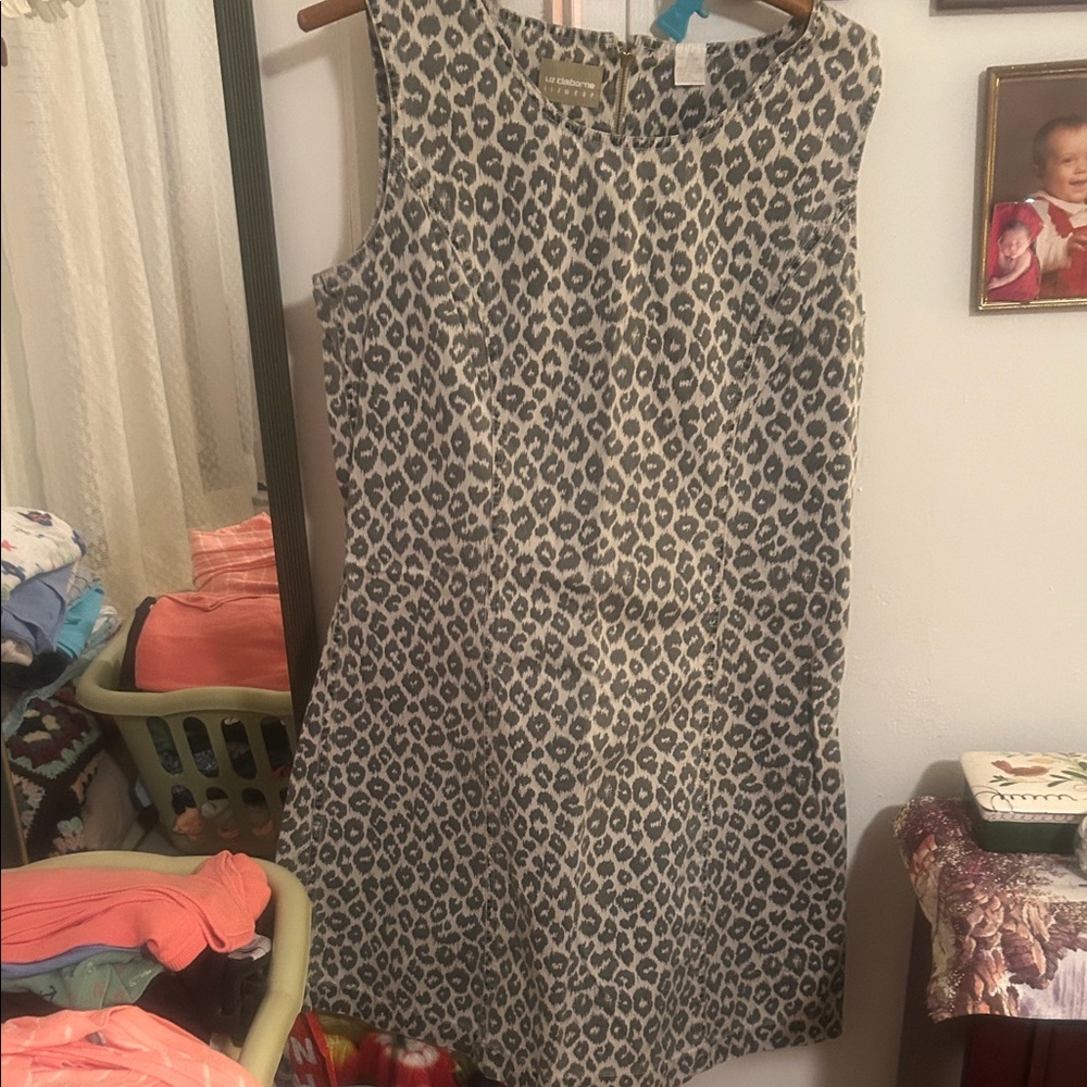 Liz Claiborne Black and Gray Animal Print Mini Dress